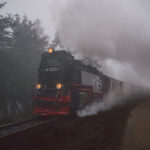 Die Brockenbahn während einer Wanderung zum Brocken über den Goetheweg im Harz